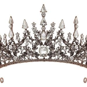 Helena Crystal Leaf Tiara Crown Headpiece | Antique Rose Gold | Bridal Prom